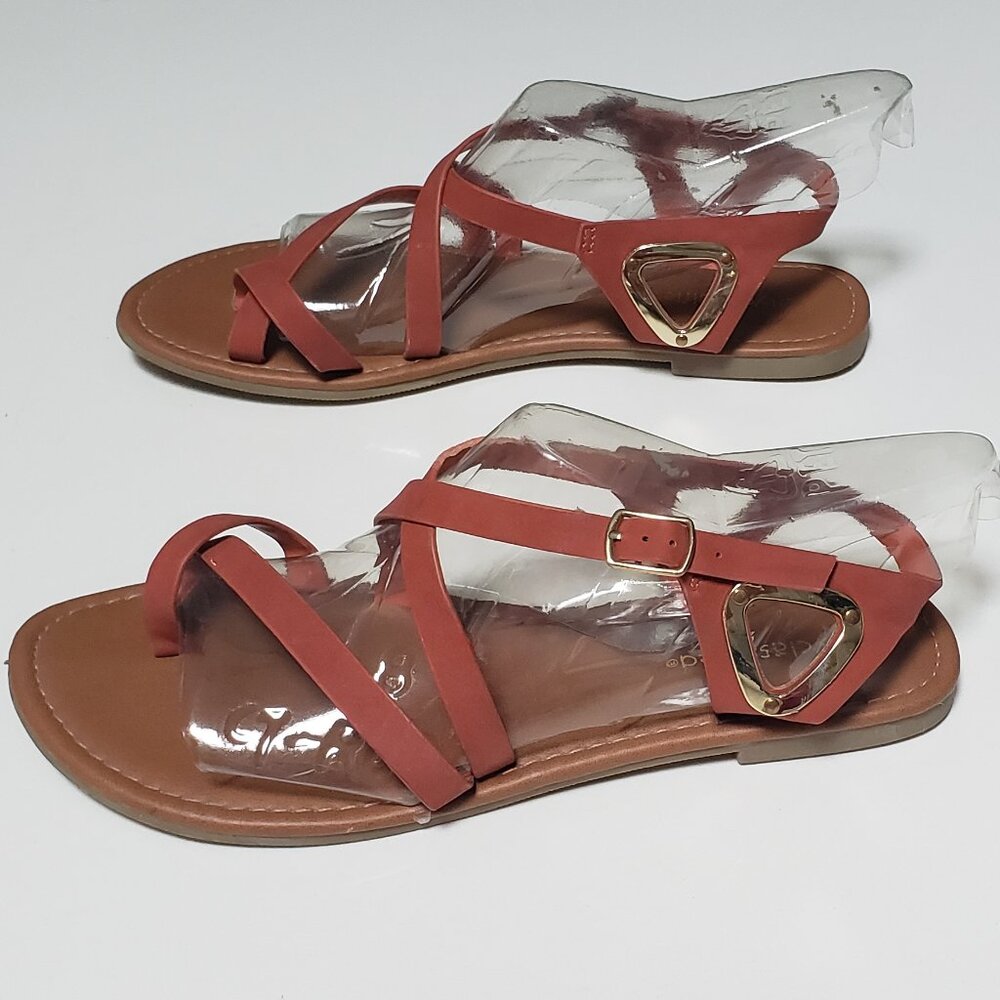 City Classied Burnt Orange Sandals with Gold Embellishment - Picture 7 of 12